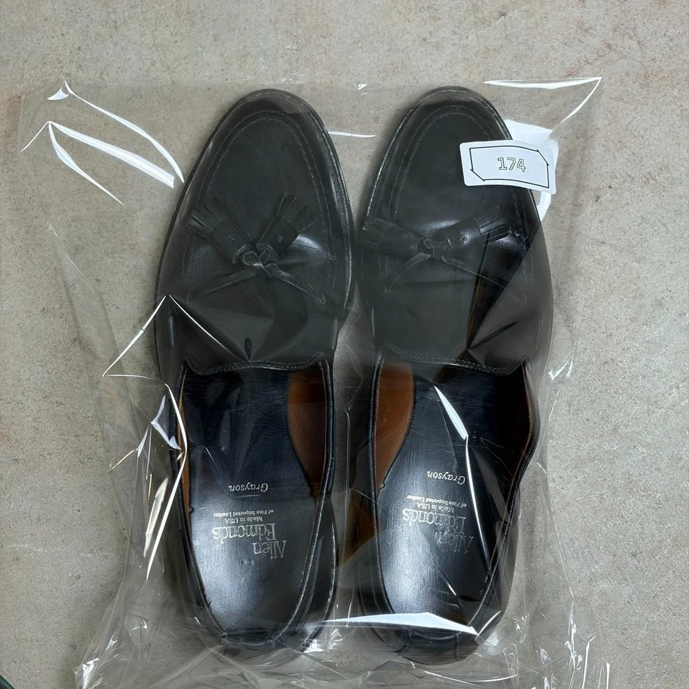 Allen Edmonds Grayson 8217 Mens Loafers 8D Black Leather Tassel Moc Toe Shoes